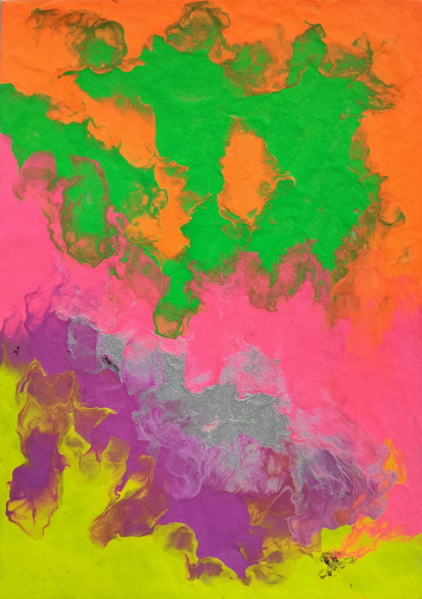 Colorful abstract watercolor painting with neon hues, perfect for artistic inspiration.