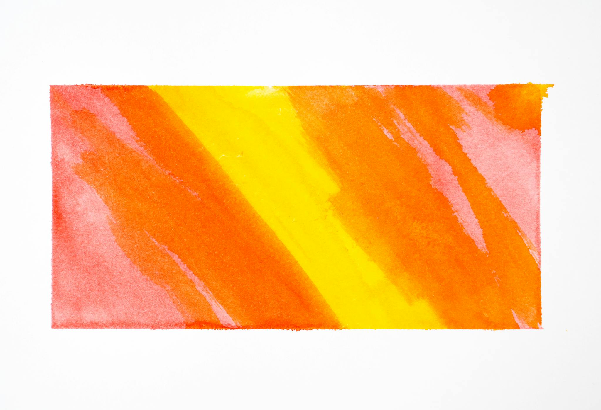 Vibrant abstract watercolor art with red and yellow hues, showcasing modern expressionism.